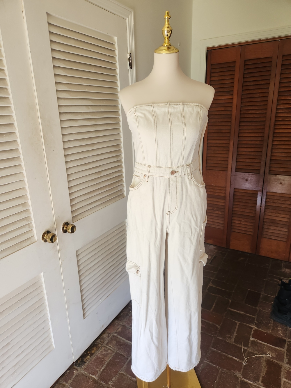 wild fable Strapless Cream Utility Jumpsuit